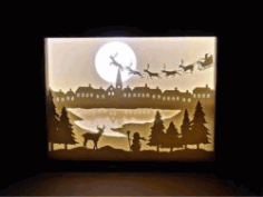 Electric Paintings Of Old Man Snow And Reindeer Herd For Laser Cut Cnc Free DXF File