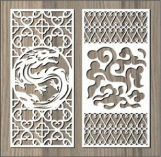 Dragon And Cloud Pattern For Laser Cut Cnc Free DXF File