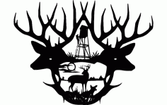 Deer Antlers Free DXF File