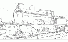 Vintage Train Engine Free DXF File