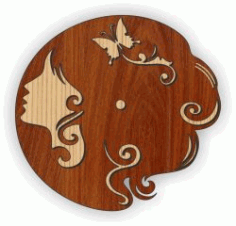 Young woman’s Wall Clock For Laser Cut Plasma Free DXF File
