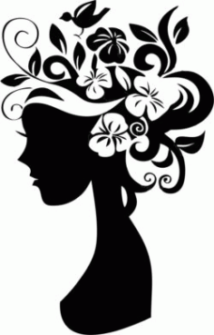 Girl With Flowers On Her Head For Laser Engraving Machines Free DXF File