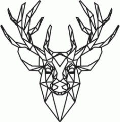 Panel Polygonal Deer Head For Laser Cut Free DXF File