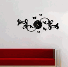 Wall Clock With Butterflies On A Branch Download For Laser Cut Cnc Free CDR Vectors Art