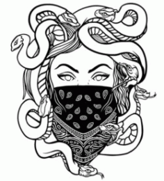 Girl With A Snake Head For Laser Engraving Machines Free CDR Vectors Art