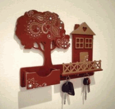 Key Hanger Shaped House And Tree For Laser Cut Cnc Free CDR Vectors Art