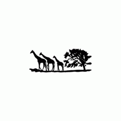 Giraffe Tree Silhouette Free DXF File
