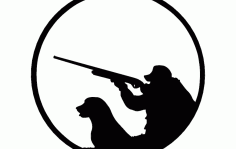 Hunter And Dog Silhouette Free DXF File
