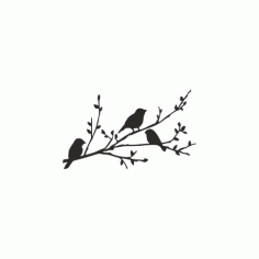 Birds On Branch Silhouette Stencil Free DXF File