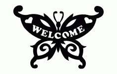 Butterfly Welcome Free DXF File
