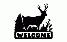 Deer Welcome Silhouette Free DXF File