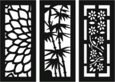 Sample Baffle Of Flowers And Bamboo For Laser Cut Cnc Free CDR Vectors Art