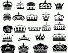 Collection Of Royal Crown For Laser Cut Free DXF File