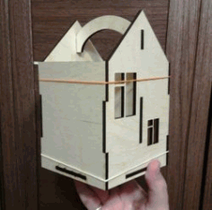 House Shaped Wooden Box For Laser Cut Cnc Free DXF File