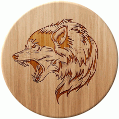 Laser Cut Wolf Head Wooden Engraving Free DXF File