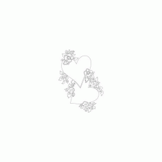 Heart And Flowers Free DXF File