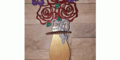 Laser Cutter Napkin Holder Roses In A Vase Free CDR Vectors Art