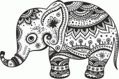 Mandala Retro Floral Elephant Free CDR Vectors Art