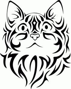 Tattoo Tribal Cat Face Silhouette Free CDR Vectors Art