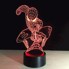 3d Illusion Lamp Spiderman Night Light Free CDR Vectors Art