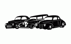 Three Old Cars Free DXF File