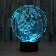 Laser Cut Globe 3d Illusion Lamp Free DXF File