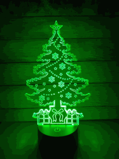 Tree 3d Illusion Lamp Laser Cutting Template Free DXF File
