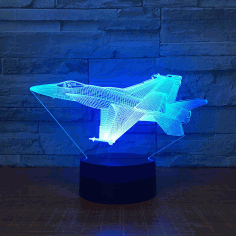 Aircraft Jet Model Airplane 3d Night Light Desk Lamp Laser Cut Acrylic Template Free CDR Vectors Art