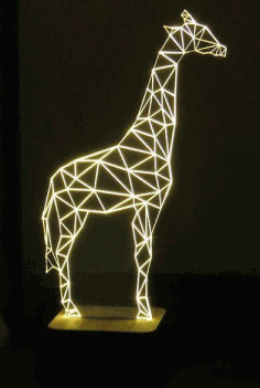 Laser Cut Giraffe 3d Optical Illusion Night Light Free CDR Vectors Art