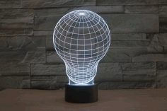 Light Bulb 3d Led Illusion Night Light Lamp Template Free CDR Vectors Art