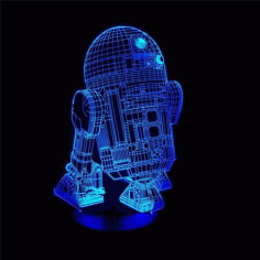 Star Wars r2 d2 Robot 3d Led Night Light Template Free CDR Vectors Art