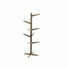 Wooden Floor Rack Hanging Hooks For Clothes And Hat Free DXF File