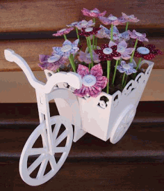 Laser Cut Bicycle With Flower Box 3mm 3d Puzzle Free CDR Vectors Art