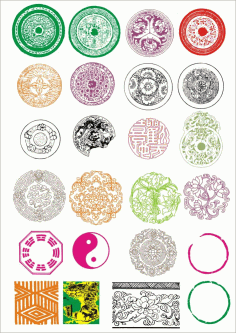 Chinese Circular Totem Pattern Ornament Free CDR Vectors Art