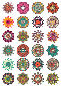 Round Floral Curly Ornaments Pack Free CDR Vectors Art
