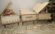 Laser Cut Piano Box Free CDR Vectors Art