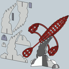 Rocket With Stand Laser Cut Free DXF File
