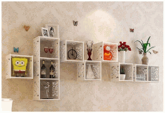 Laser Cut Wall Shelf Tv Cabinet Living Room 3d Puzzle Free CDR Vectors Art