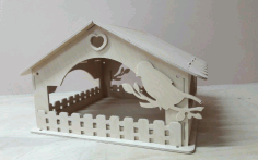 Laser Cut Wooden Bird House Free CDR Vectors Art