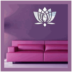 Laser Cut Lotus Flower Wall Clock Template Free CDR Vectors Art
