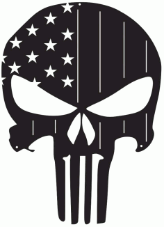 American Flag Punisher Skulls For Silhouette Free CDR Vectors Art
