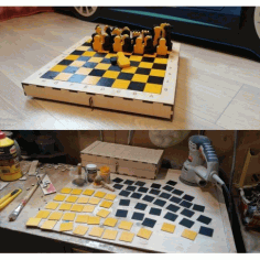 Laser Cut Portable Chess Set Template Free CDR Vectors Art