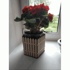 Laser Cut Flower Pot Planter Fence Of Wooden Stakes Free CDR Vectors Art