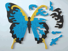 Laser Cut Butterfly Jigsaw Puzzle For Kids Template Free CDR Vectors Art