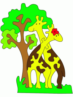Laser Cut Giraffe Jigsaw Puzzle Free CDR Vectors Art