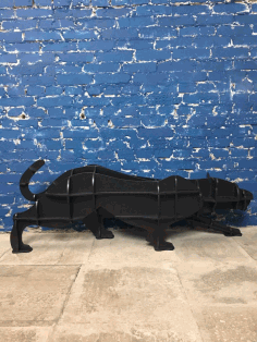 Laser Cut Puma Panther Cheetah Shelf Animal Bookshelf Panel Furniture Free CDR Vectors Art