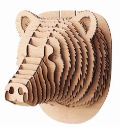 Laser Cut Wooden Animal Trophy Head Bear Head Wall Decor Free CDR Vectors Art
