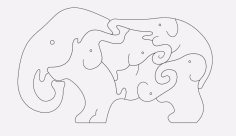 Elephant Animal Jigsaw Puzzle Laser Cutting Template Free DXF File