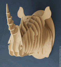 Laser Cut Rhinoceros Head 3d Puzzle Free CDR Vectors Art
