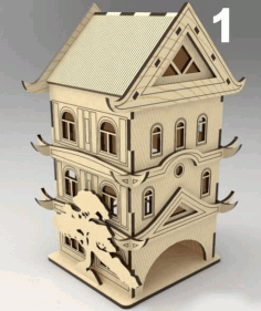 Laser Cut Wooden House 3d Model Free CDR Vectors Art
